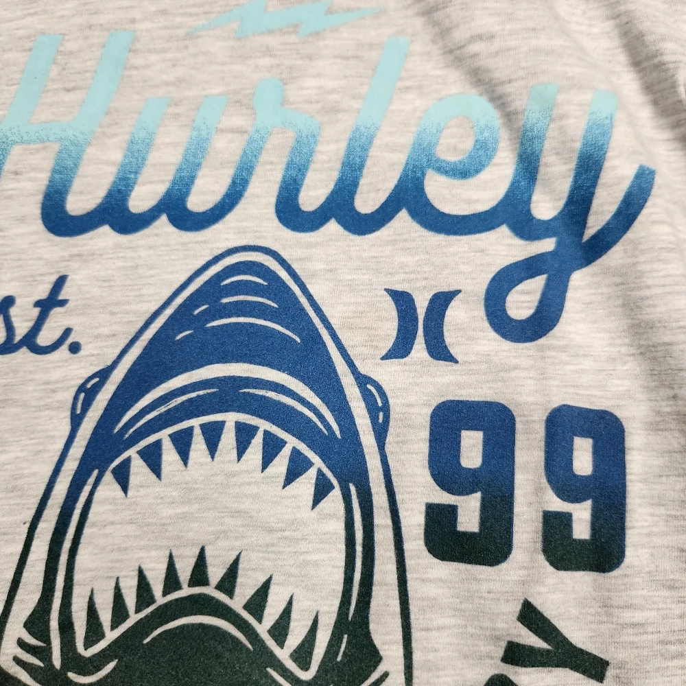 Hurley Long Sleeve Hooded Tee - Shark Surf Graphic, Size Medium, Great Condition - Picture 2 of 7